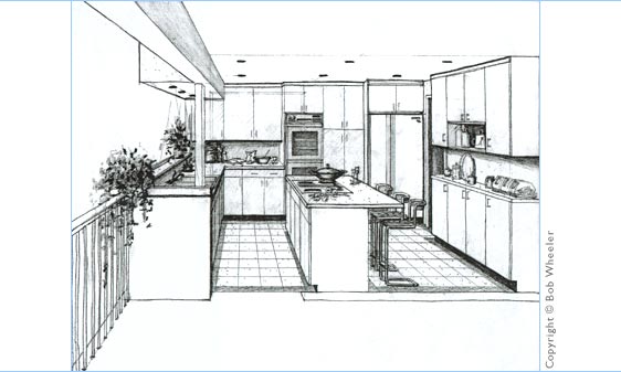 Kitchen Perspective Drawing