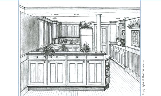 Kitchen Perspective Drawing