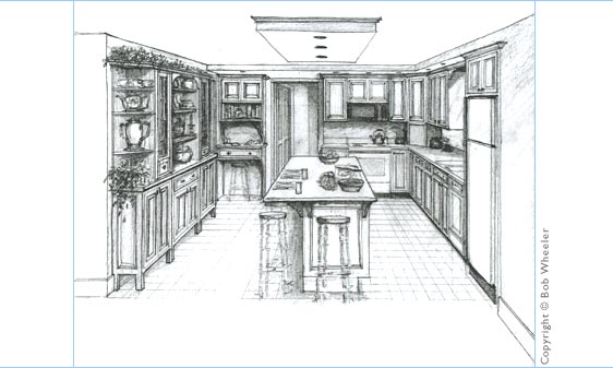 Kitchen Perspective Drawing