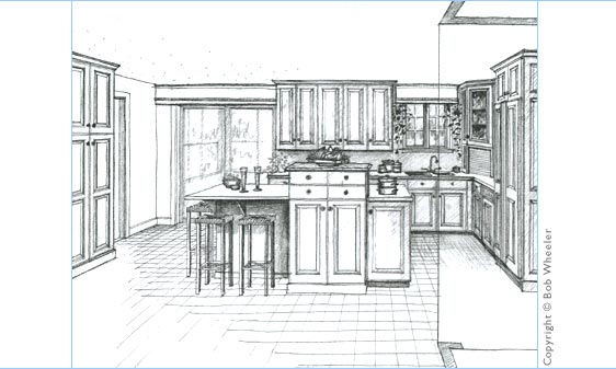 Kitchen Perspective Drawing