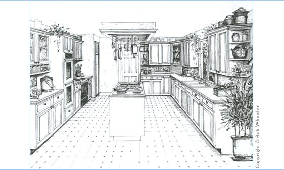 Kitchen Perspective Drawing