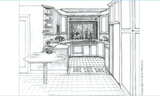 Kitchen Perspective Drawing