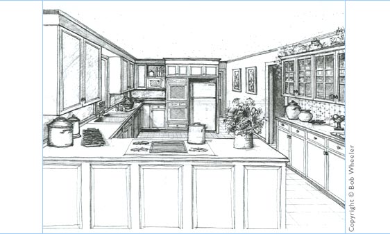 Kitchen Perspective Drawing