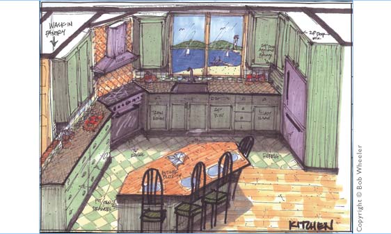 Kitchen Perspective Drawing
