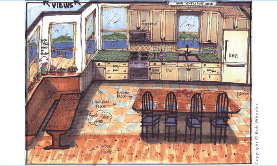 Kitchen Perspective Drawing
