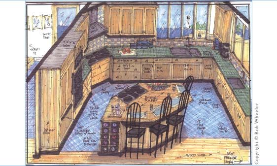 Kitchen Perspective Drawing