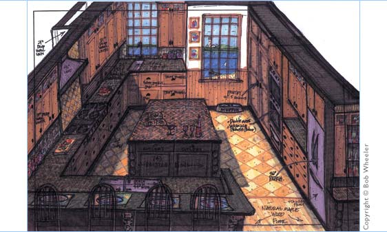 Kitchen Perspective Drawing