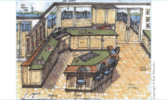 Kitchen Perspective Drawing
