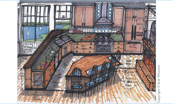 Kitchen Perspective Drawing