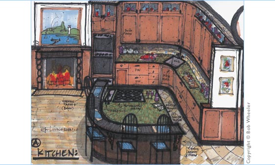 Kitchen Perspective Drawing